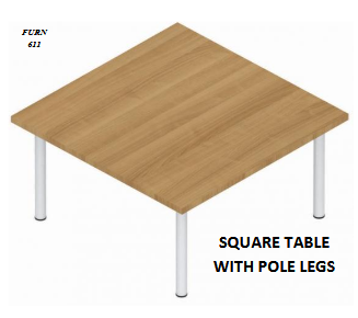 SQUARE TABLE WITH POLE LEGS