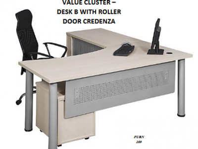 VALUE CLUSTER - DESK B WITH ROLLER DOOR CREDENZA