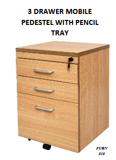 3 DRAWER MOBILE PEDESTAL WITH PENCIL TRAY