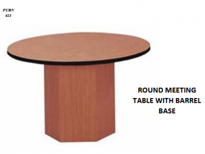 ROUND MEETING TABLE WITH BARREL BASE