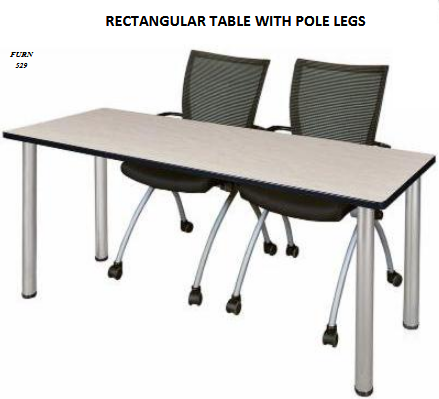 RECTANGULAR TABLE WITH POLE LEGS