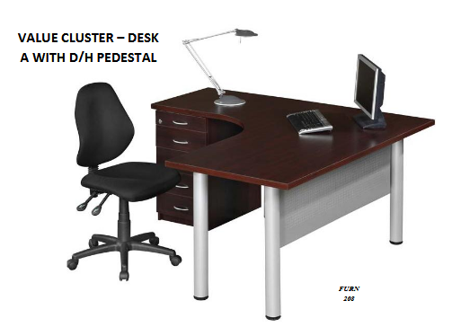 VALUE CLUSTER - DESK A WITH D/H PEDESTAL