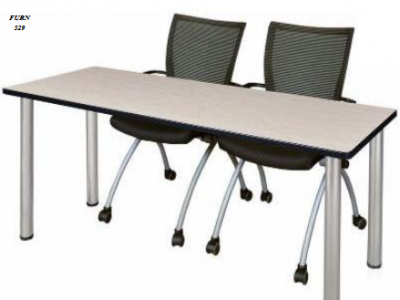 RECTANGULAR TABLE WITH POLE LEGS