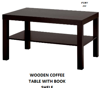 WOODEN COFFEE TABLE WITH BOOK SHELF