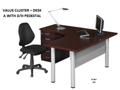 VALUE CLUSTER - DESK A WITH D/H PEDESTAL